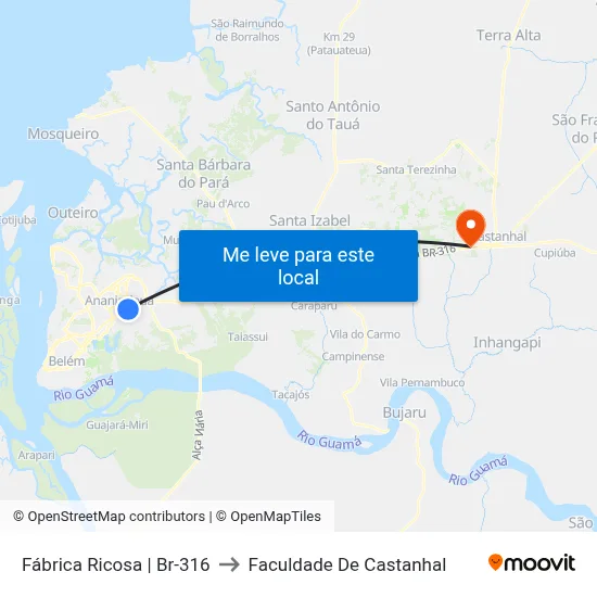 Fábrica Ricosa | Br-316 to Faculdade De Castanhal map