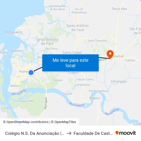 Colégio N.S. Da Anunciação | Br-316 to Faculdade De Castanhal map