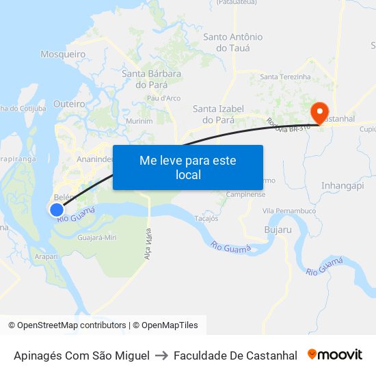 Apinagés Com São Miguel to Faculdade De Castanhal map