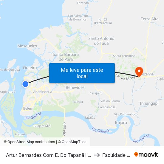 Artur Bernardes Com E. Do Tapanã | Sentido Norte | Subestação Celpa to Faculdade De Castanhal map