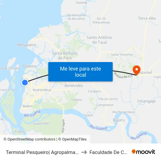 Terminal Pesqueiro| Agropalma | Sentido Sul to Faculdade De Castanhal map