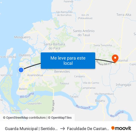 Guarda Municipal | Sentido Sul to Faculdade De Castanhal map