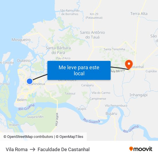 Vila Roma to Faculdade De Castanhal map