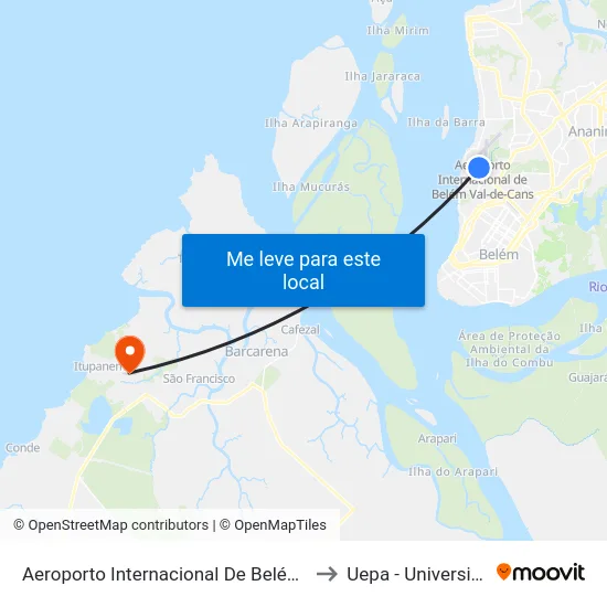 Aeroporto Internacional De Belém - Júlio Cezar Ribeiro (Val-De-Cans) to Uepa - Universidade Da Amazonia map