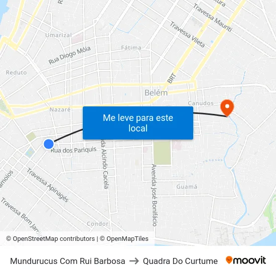 Mundurucus Com Rui Barbosa to Quadra Do Curtume map