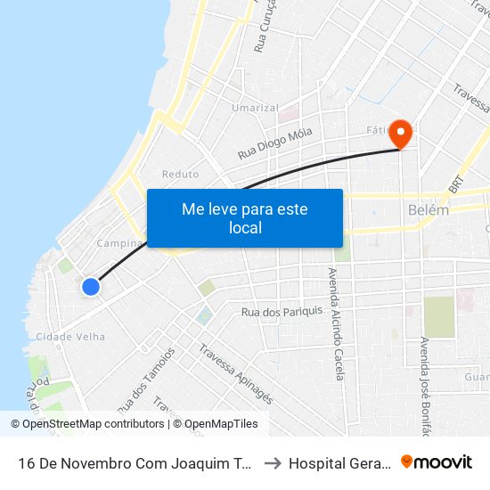 16 De Novembro Com Joaquim Távora | Ministério Público to Hospital Geral da Unimed map