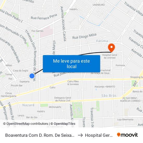 Boaventura Com D. Rom. De Seixas | Beneficente Portuguesa to Hospital Geral da Unimed map