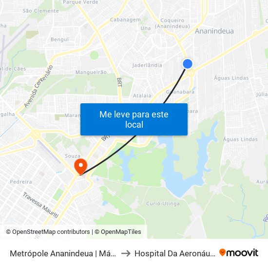 Metrópole Ananindeua | Mário Covas Com Pau D'Arco to Hospital Da Aeronáutica De Belém-Habe map