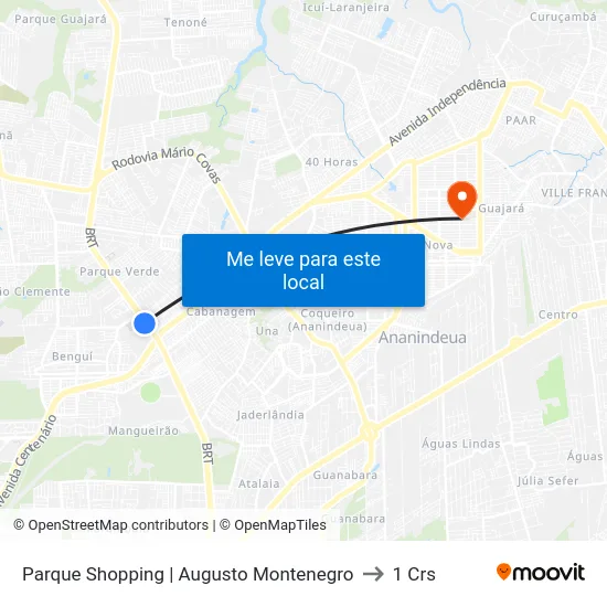 Parque Shopping | Augusto Montenegro to 1 Crs map