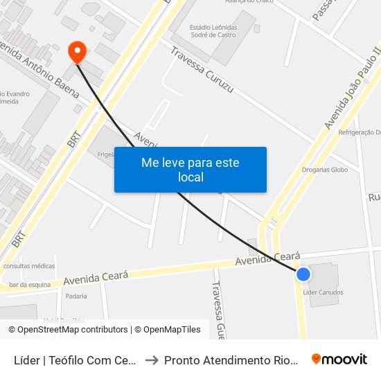 Líder | Teófilo Com Ceará to Pronto Atendimento Riomar map