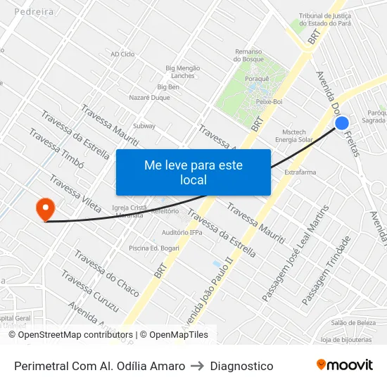 Perimetral Com Al. Odília Amaro to Diagnostico map