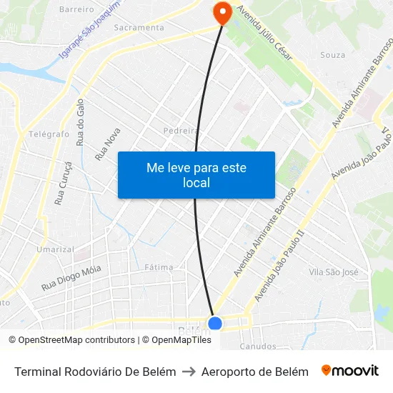 Terminal Rodoviário De Belém para Aeroporto de Belém de transporte público