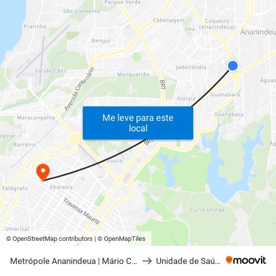Metrópole Ananindeua | Mário Covas Com Pau D'Arco to Unidade de Saúde da Pirajá map