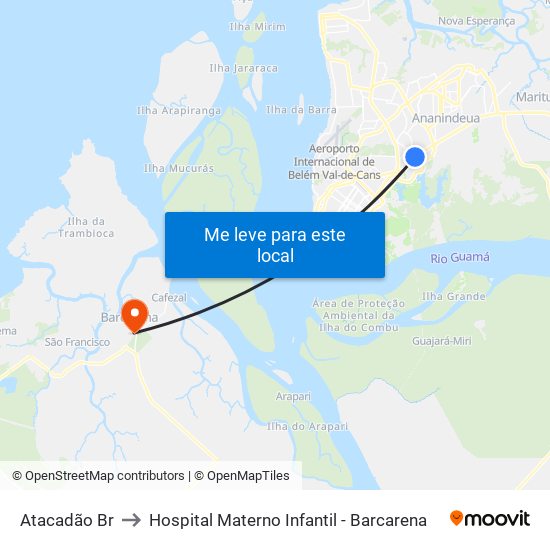 Atacadão Br to Hospital Materno Infantil - Barcarena map