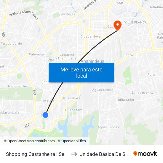 Shopping Castanheira | Sentido Ananindeua to Unidade Básica De Saúde Guajará 1 map