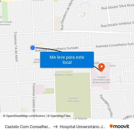 Castelo Com Conselheiro | Colégio Teorêma to Hospital Universitário João De Barros Barreto map