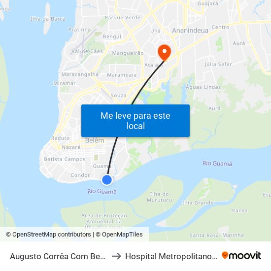 Augusto Corrêa Com Bernardo Sayão | UFPA Portão I to Hospital Metropolitano De Urgência E Emergência map