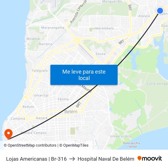 Lojas Americanas | Br-316 to Hospital Naval De Belém map