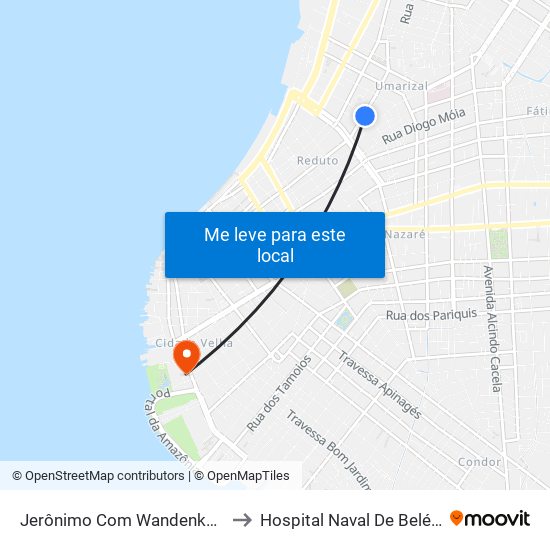 Jerônimo Com Wandenkolk to Hospital Naval De Belém map