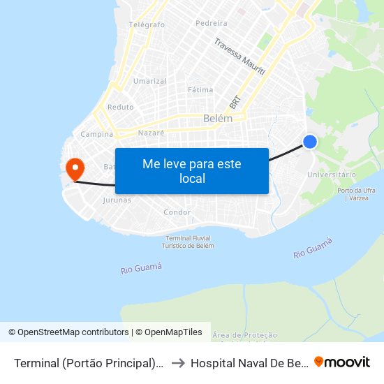 Terminal (Portão Principal) Ufra to Hospital Naval De Belém map