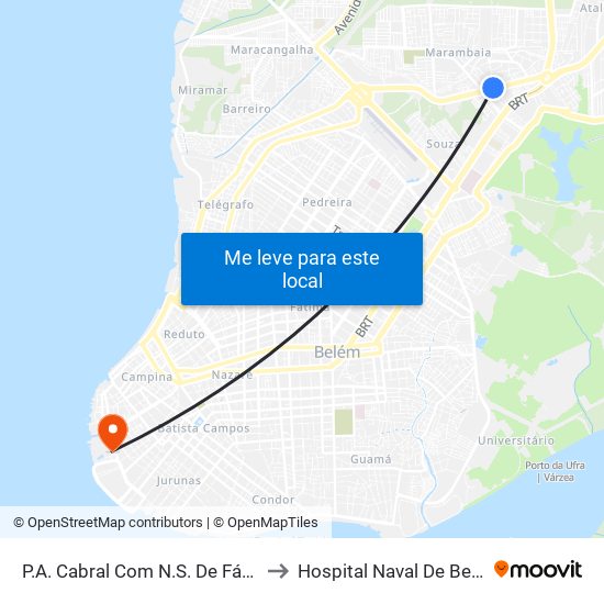P.A. Cabral Com N.S. De Fátima to Hospital Naval De Belém map