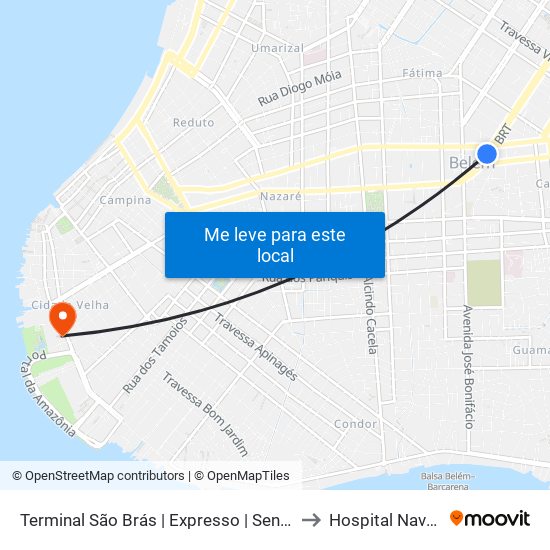 Terminal São Brás | Expresso | Sentido Icoaraci (Integração) to Hospital Naval De Belém map