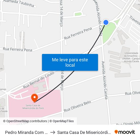 Pedro Miranda Com Alcindo to Santa Casa De Misericórdia Do Pará map