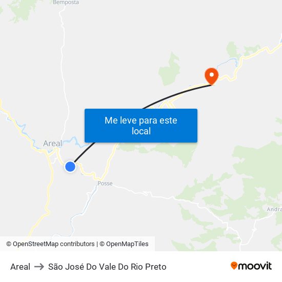 Areal to São José Do Vale Do Rio Preto map