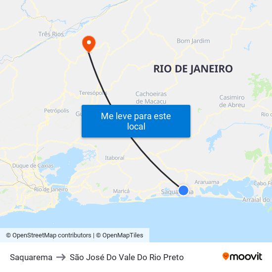 Saquarema to São José Do Vale Do Rio Preto map