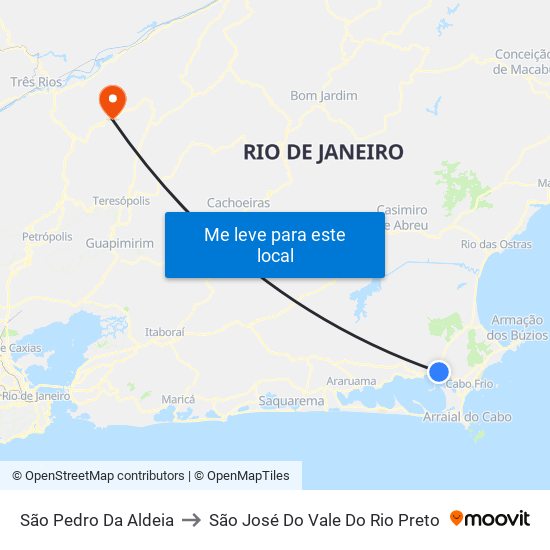 São Pedro Da Aldeia to São José Do Vale Do Rio Preto map