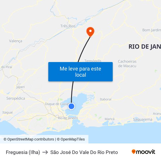 Freguesia (Ilha) to São José Do Vale Do Rio Preto map