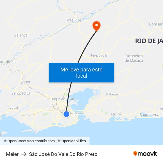 Méier to São José Do Vale Do Rio Preto map