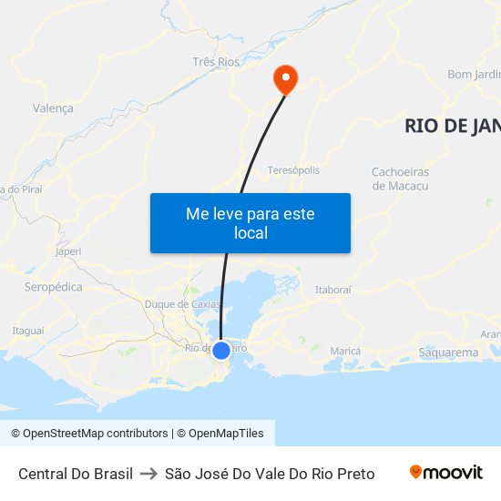 Central Do Brasil to São José Do Vale Do Rio Preto map