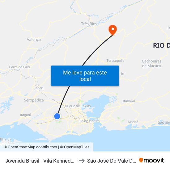 Avenida Brasil - Vila Kennedy (Praça Miami) to São José Do Vale Do Rio Preto map