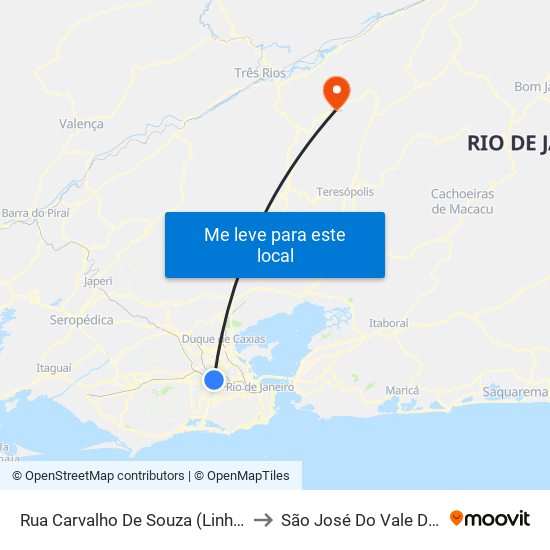 Rua Carvalho De Souza (Linhas Municipais) to São José Do Vale Do Rio Preto map