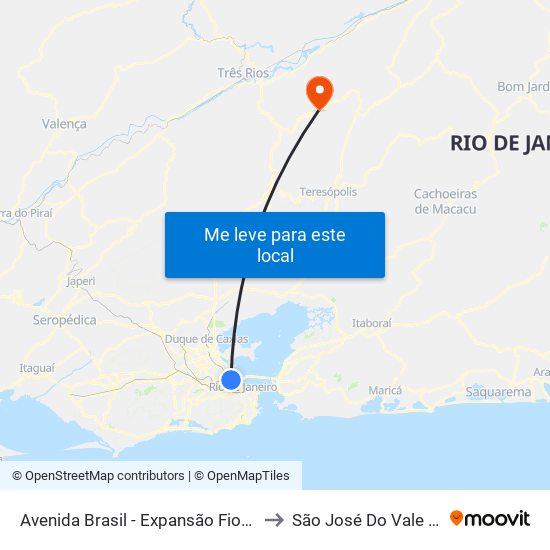 Avenida Brasil - Expansão Fiocruz / Vila Do João to São José Do Vale Do Rio Preto map