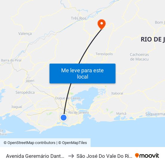 Rua Francisca Sales to São José Do Vale Do Rio Preto map