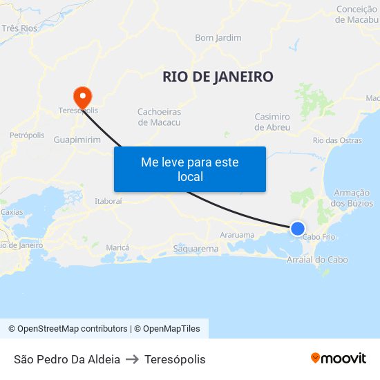 São Pedro Da Aldeia to Teresópolis map