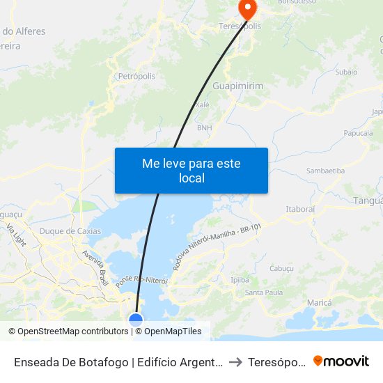 Enseada De Botafogo | Edifício Argentina to Teresópolis map