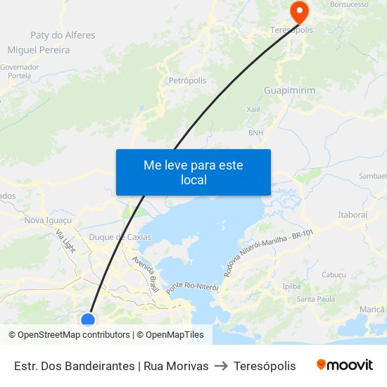 Estr. Dos Bandeirantes | Rua Morivas to Teresópolis map