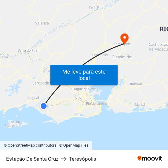Estação De Santa Cruz to Teresópolis map