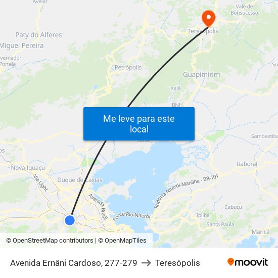 Avenida Ernâni Cardoso, 277-279 to Teresópolis map