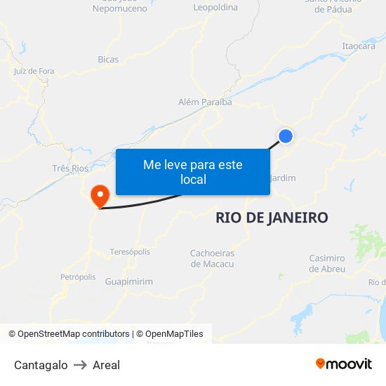 Cantagalo to Areal map