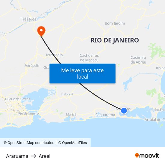 Araruama to Areal map