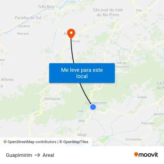 Guapimirim to Areal map