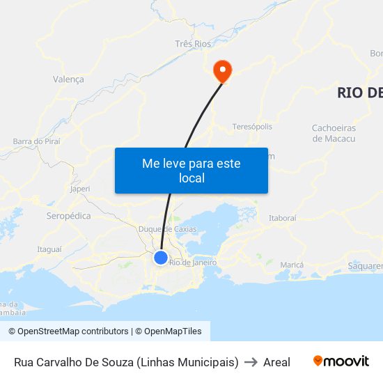 Rua Carvalho De Souza (Linhas Municipais) to Areal map