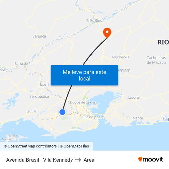 Avenida Brasil - Vila Kennedy to Areal map