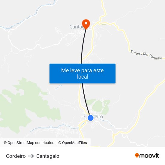 Cordeiro to Cantagalo map