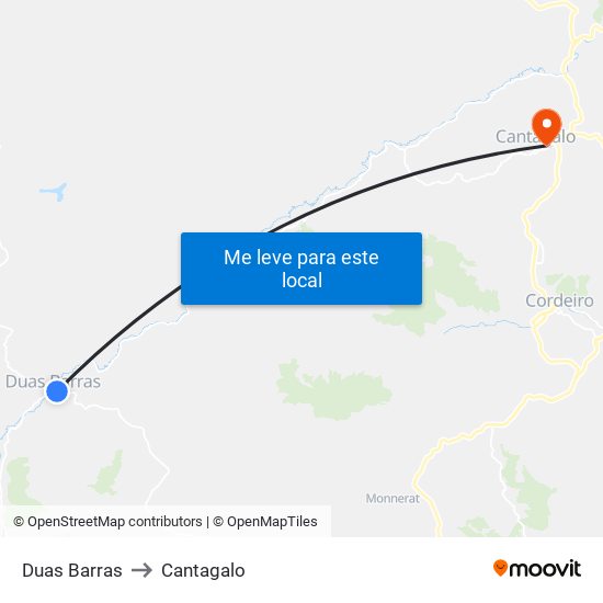 Duas Barras to Cantagalo map