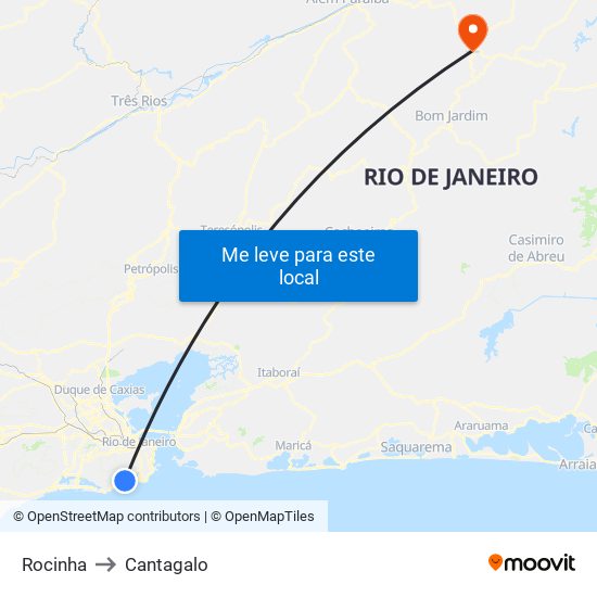 Rocinha to Cantagalo map